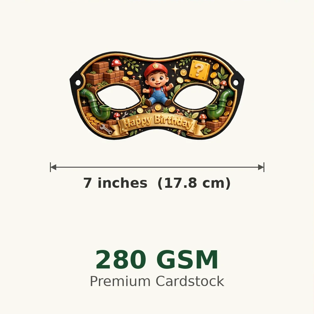 Super Mario Theme Party Mask Birthday Party Supplies (PACK OF 12) - 280 GSM Cardstock with Soft Stretchable Elastic Band (7 Inches wide) - Premium Party Decor Supply by Party Decor Mall - View 3