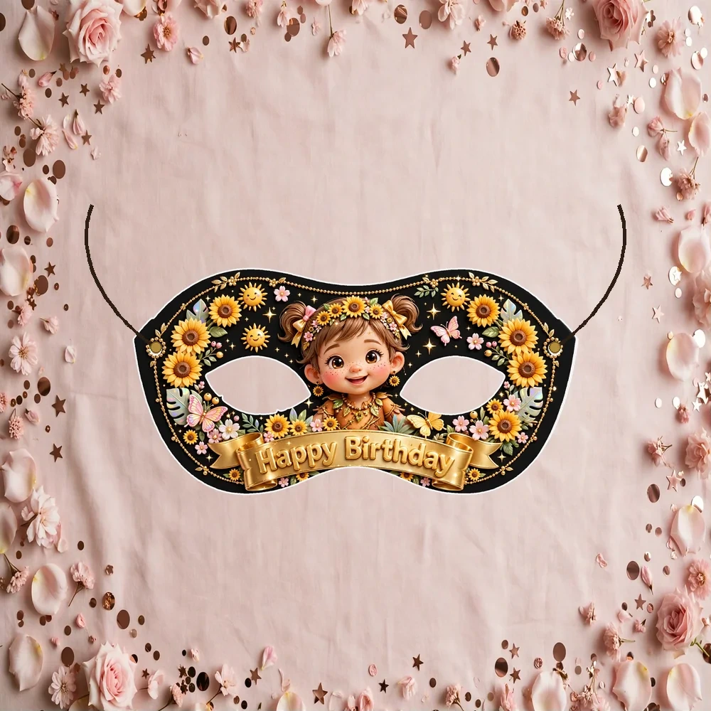 Sunshine Girl Theme Party Mask Birthday Party Supplies (PACK OF 12) - 280 GSM Cardstock with Soft Stretchable Elastic Band (7 Inches wide) - Premium Party Decor Supply by Party Decor Mall - View 1