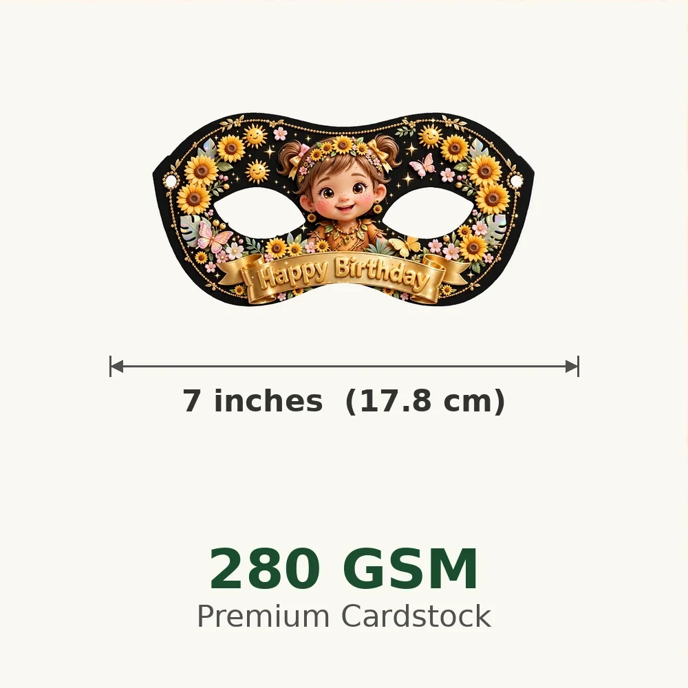 Sunshine Girl Theme Party Mask Birthday Party Supplies (PACK OF 12) - 280 GSM Cardstock with Soft Stretchable Elastic Band (7 Inches wide) - Premium Party Decor Supply by Party Decor Mall - View 3
