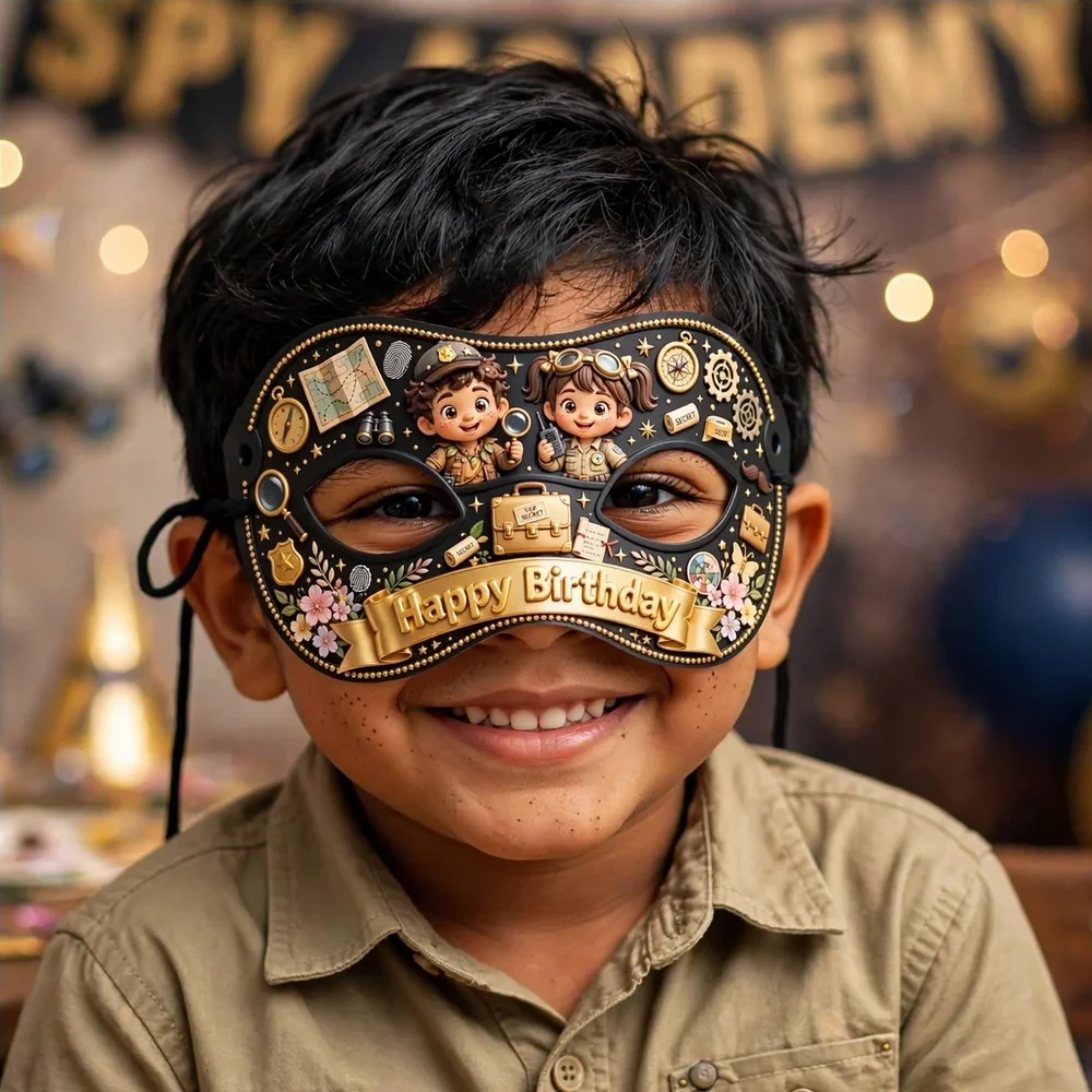Spy Academy Theme Party Mask Birthday Party Supplies (PACK OF 12) - 280 GSM Cardstock with Soft Stretchable Elastic Band (7 Inches wide) - Premium Party Decor Supply by Party Decor Mall - View 4