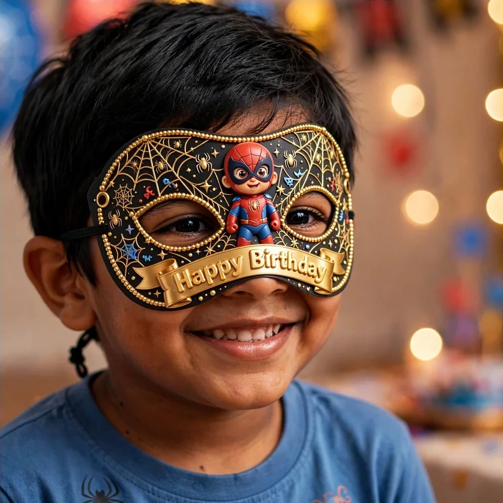 Spiderman Theme Party Mask Birthday Party Supplies (PACK OF 12) - 280 GSM Cardstock with Soft Stretchable Elastic Band (7 Inches wide) - Premium Party Decor Supply by Party Decor Mall - View 4