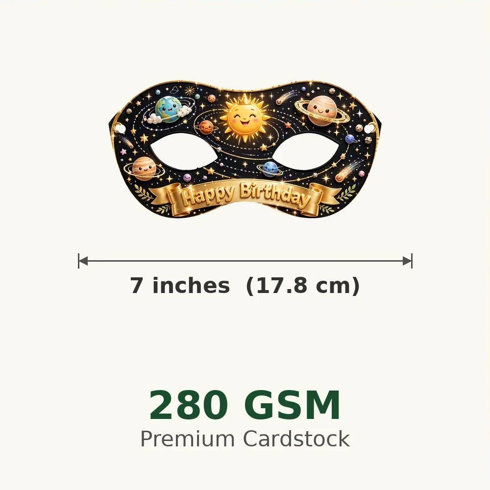 Solar System Theme Party Mask Birthday Party Supplies (PACK OF 12) - 280 GSM Cardstock with Soft Stretchable Elastic Band (7 Inches wide) - Premium Party Decor Supply by Party Decor Mall - View 3