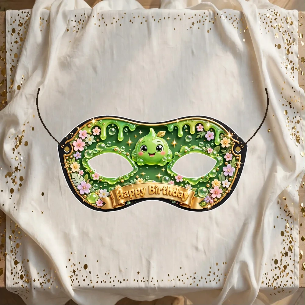 Slime Theme Party Mask Birthday Party Supplies (PACK OF 12) - 280 GSM Cardstock with Soft Stretchable Elastic Band (7 Inches wide)