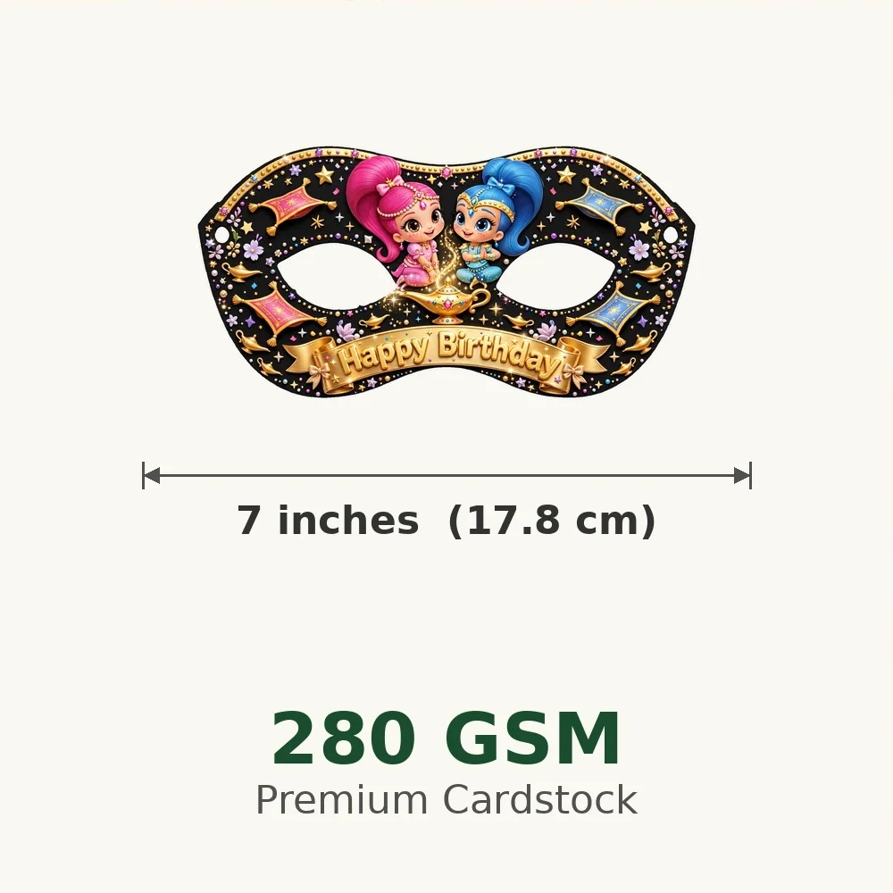 Shimmer & Shine Theme Party Mask Birthday Party Supplies (PACK OF 12) - 280 GSM Cardstock with Soft Stretchable Elastic Band (7 Inches wide) - Premium Party Decor Supply by Party Decor Mall - View 3