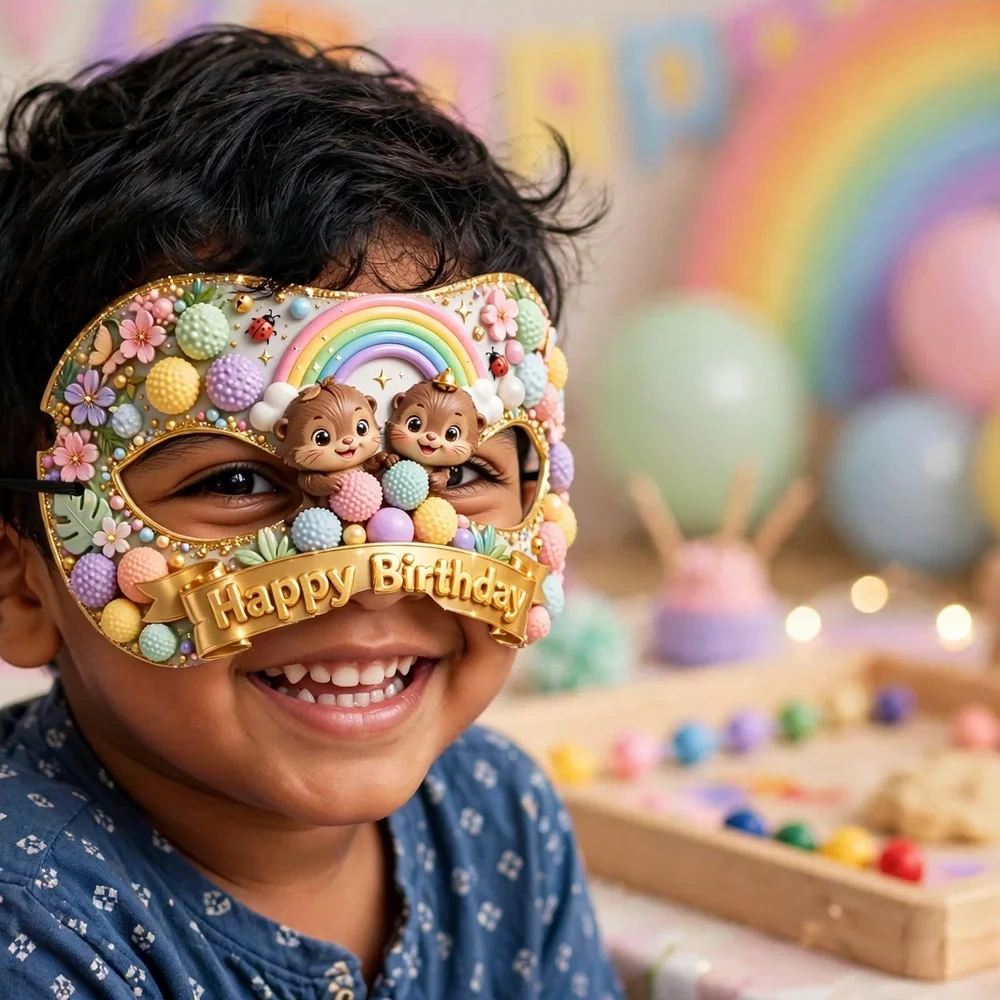 Sensory Toy Theme Party Mask Birthday Party Supplies (PACK OF 12) - 280 GSM Cardstock with Soft Stretchable Elastic Band (7 Inches wide) - Premium Party Decor Supply by Party Decor Mall - View 4