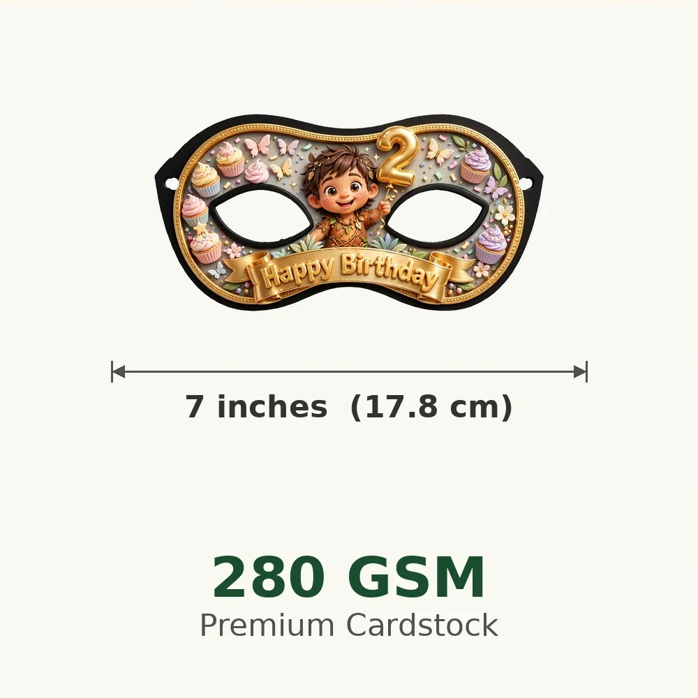 Second Theme Party Mask Birthday Party Supplies (PACK OF 12) - 280 GSM Cardstock with Soft Stretchable Elastic Band (7 Inches wide) - Premium Party Decor Supply by Party Decor Mall - View 3