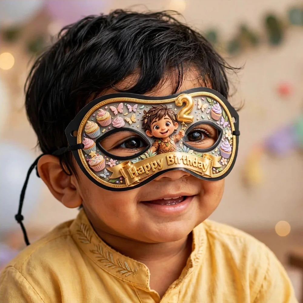 Second Theme Party Mask Birthday Party Supplies (PACK OF 12) - 280 GSM Cardstock with Soft Stretchable Elastic Band (7 Inches wide) - Premium Party Decor Supply by Party Decor Mall - View 4