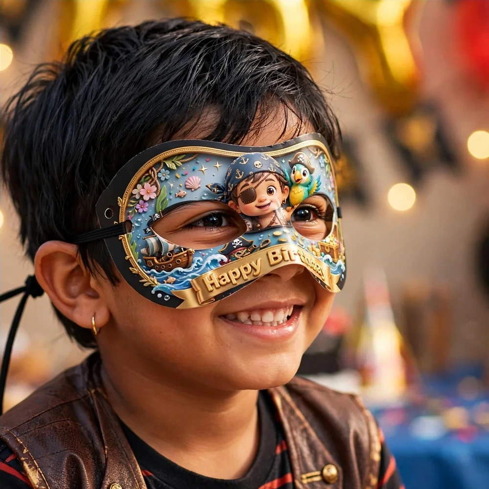 Santiago Theme Party Mask Birthday Party Supplies (PACK OF 12) - 280 GSM Cardstock with Soft Stretchable Elastic Band (7 Inches wide) - Premium Party Decor Supply by Party Decor Mall - View 4