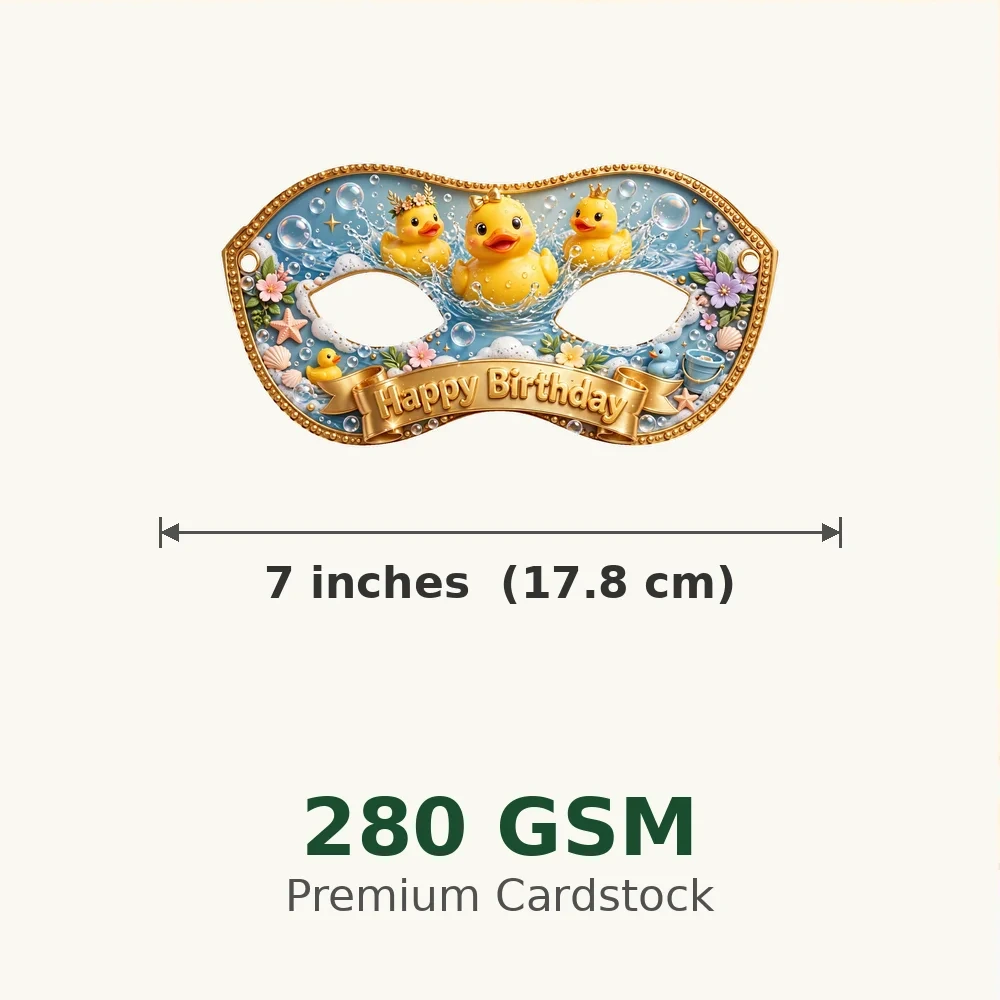 Duck Theme Party Mask Birthday Party Supplies (PACK OF 12) - 280 GSM Cardstock with Soft Stretchable Elastic Band (7 Inches wide) - Premium Party Decor Supply by Party Decor Mall - View 3