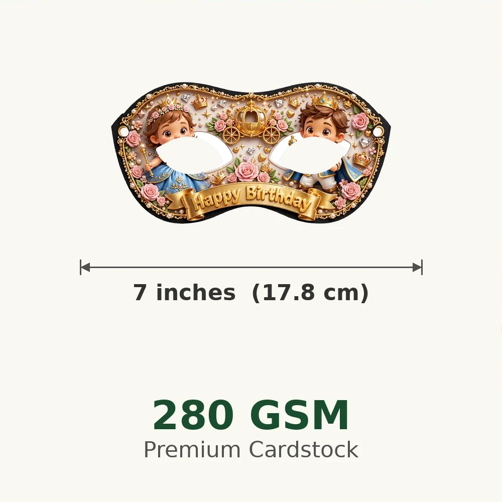 Royal Princess Theme Party Mask Birthday Party Supplies (PACK OF 12) - 280 GSM Cardstock with Soft Stretchable Elastic Band (7 Inches wide) - Premium Party Decor Supply by Party Decor Mall - View 3