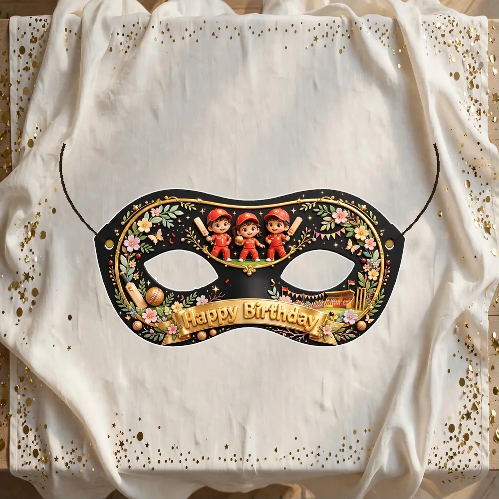 Royal Challengers Bengaluru Theme Party Mask Birthday Party Supplies (PACK OF 12) - 280 GSM Cardstock with Soft Stretchable Elastic Band (7 Inches wide)
