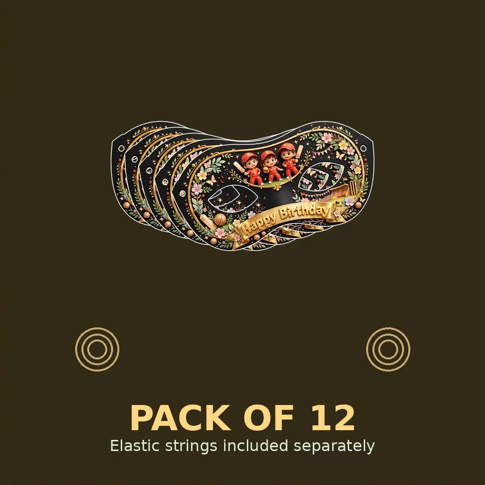 Royal Challengers Bengaluru Theme Party Mask Birthday Party Supplies (PACK OF 12) - 280 GSM Cardstock with Soft Stretchable Elastic Band (7 Inches wide) - Premium Party Decor Supply by Party Decor Mall - View 2