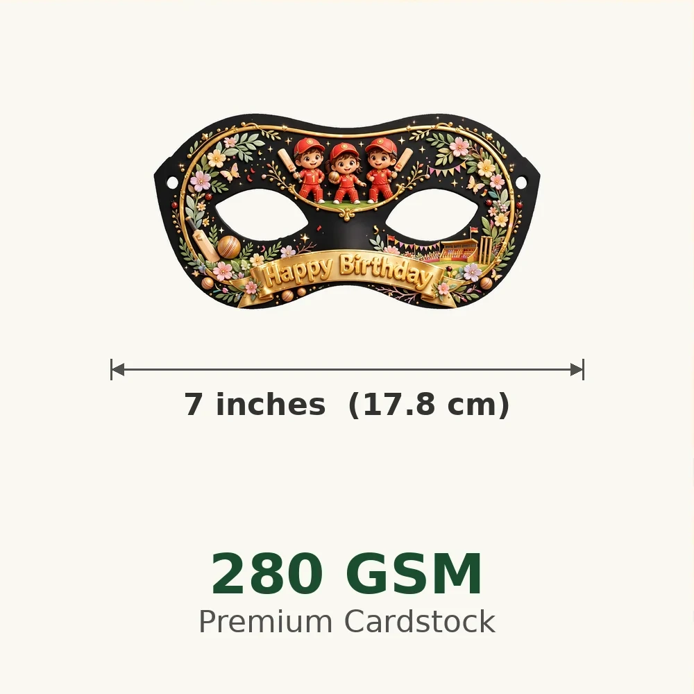 Royal Challengers Bengaluru Theme Party Mask Birthday Party Supplies (PACK OF 12) - 280 GSM Cardstock with Soft Stretchable Elastic Band (7 Inches wide) - Premium Party Decor Supply by Party Decor Mall - View 3
