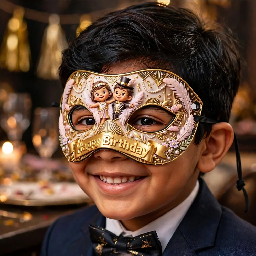 Roaring 20s Theme Party Mask Birthday Party Supplies (PACK OF 12) - 280 GSM Cardstock with Soft Stretchable Elastic Band (7 Inches wide) - Premium Party Decor Supply by Party Decor Mall - View 4