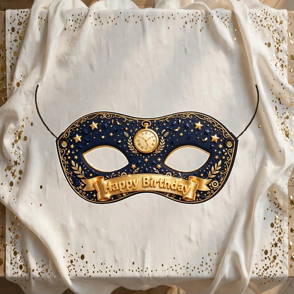 Retirement Theme Party Mask Birthday Party Supplies (PACK OF 12) - 280 GSM Cardstock with Soft Stretchable Elastic Band (7 Inches wide)