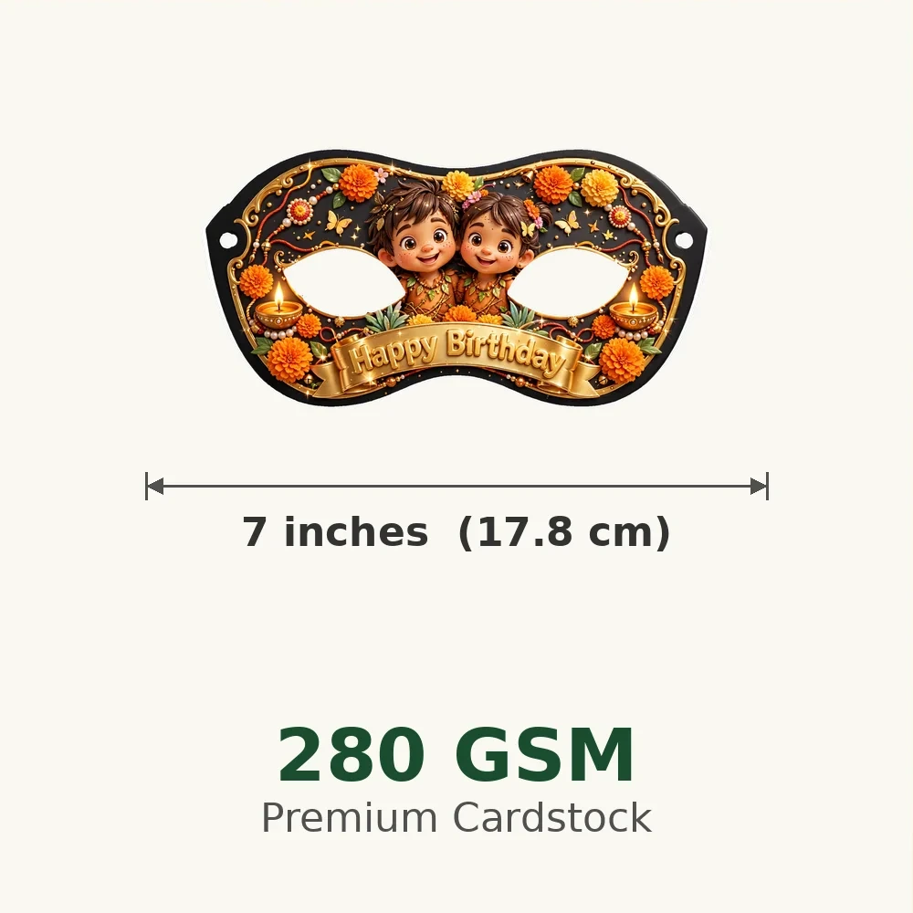 Rakhi Theme Party Mask Birthday Party Supplies (PACK OF 12) - 280 GSM Cardstock with Soft Stretchable Elastic Band (7 Inches wide) - Premium Party Decor Supply by Party Decor Mall - View 3
