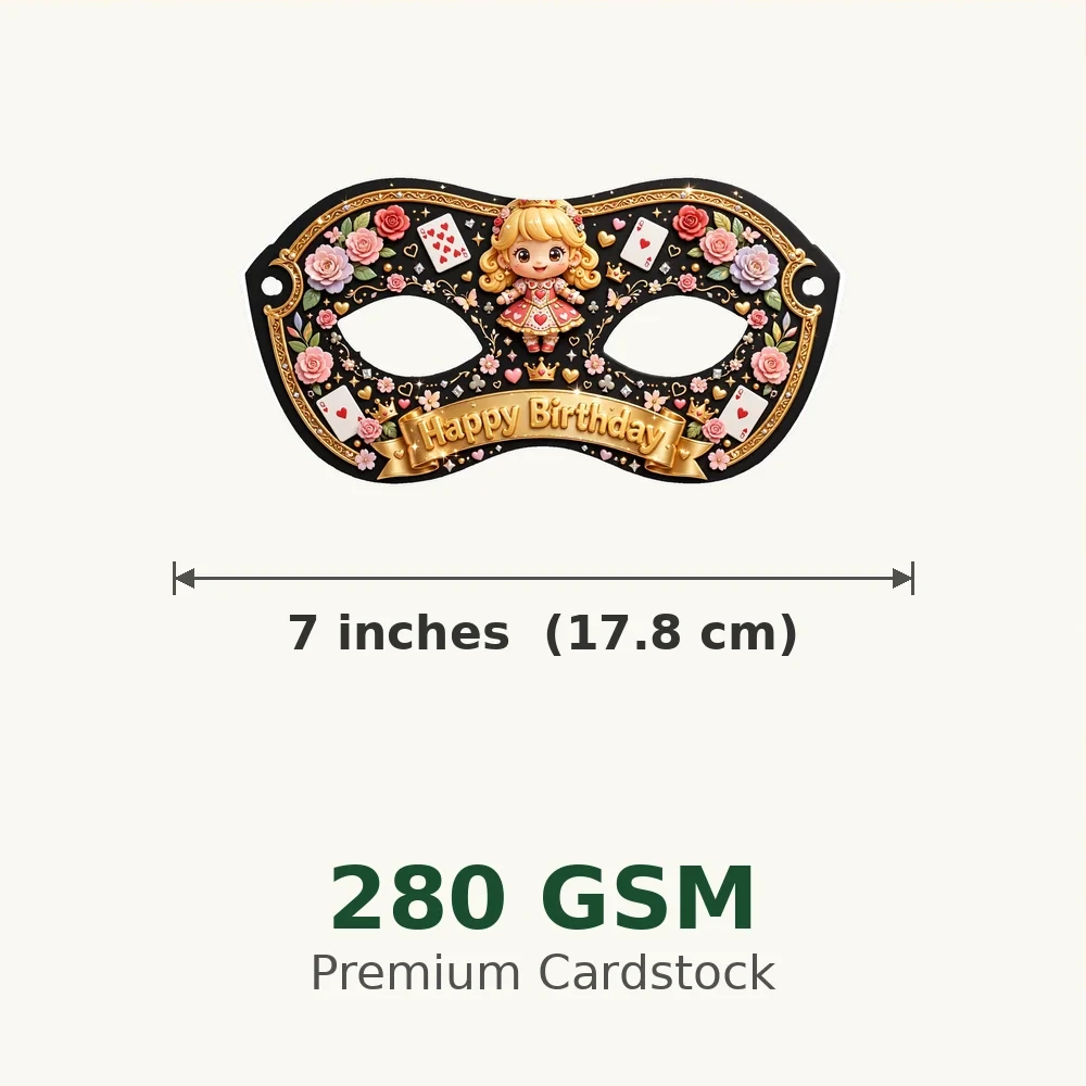 Queen Theme Party Mask Birthday Party Supplies (PACK OF 12) - 280 GSM Cardstock with Soft Stretchable Elastic Band (7 Inches wide) - Premium Party Decor Supply by Party Decor Mall - View 3