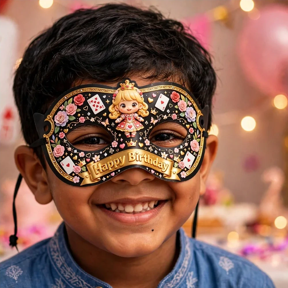 Queen Theme Party Mask Birthday Party Supplies (PACK OF 12) - 280 GSM Cardstock with Soft Stretchable Elastic Band (7 Inches wide) - Premium Party Decor Supply by Party Decor Mall - View 4
