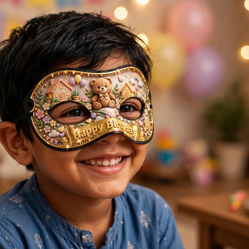 Quarantine Theme Party Mask Birthday Party Supplies (PACK OF 12) - 280 GSM Cardstock with Soft Stretchable Elastic Band (7 Inches wide) - Premium Party Decor Supply by Party Decor Mall - View 4