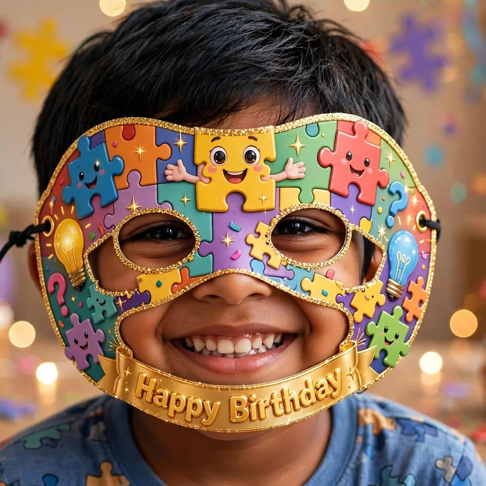 Party Mask Birthday Party Supplies (PACK OF 12) - 280 GSM Cardstock with Soft Stretchable Elastic Band (7 Inches wide) - Premium Party Decor Supply by Party Decor Mall - View 4