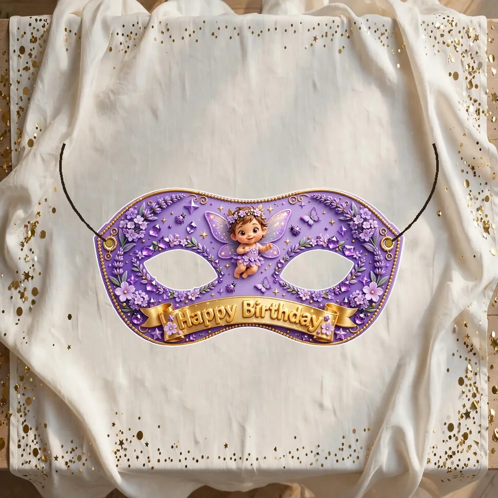 Purple Theme Party Mask Birthday Party Supplies (PACK OF 12) - 280 GSM Cardstock with Soft Stretchable Elastic Band (7 Inches wide)