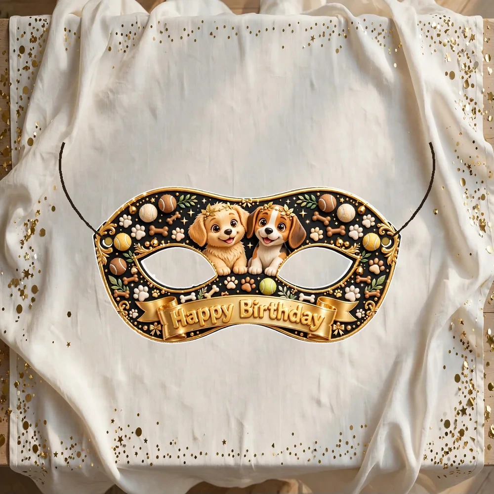 Puppy Theme Party Mask Birthday Party Supplies (PACK OF 12) - 280 GSM Cardstock with Soft Stretchable Elastic Band (7 Inches wide)