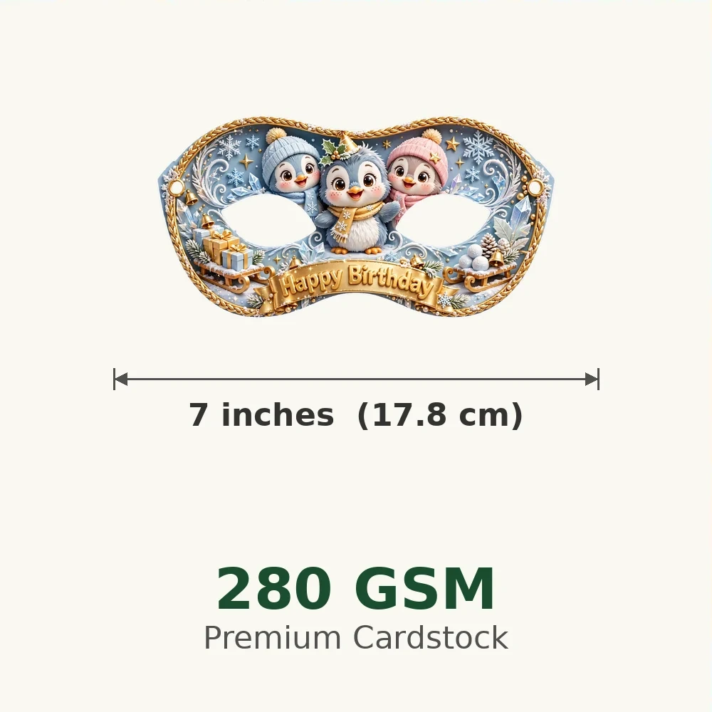 Pororo Theme Party Mask Birthday Party Supplies (PACK OF 12) - 280 GSM Cardstock with Soft Stretchable Elastic Band (7 Inches wide) - Premium Party Decor Supply by Party Decor Mall - View 3