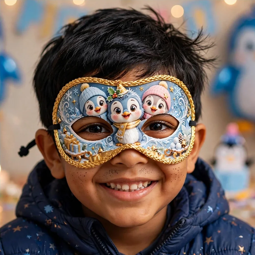 Pororo Theme Party Mask Birthday Party Supplies (PACK OF 12) - 280 GSM Cardstock with Soft Stretchable Elastic Band (7 Inches wide) - Premium Party Decor Supply by Party Decor Mall - View 4