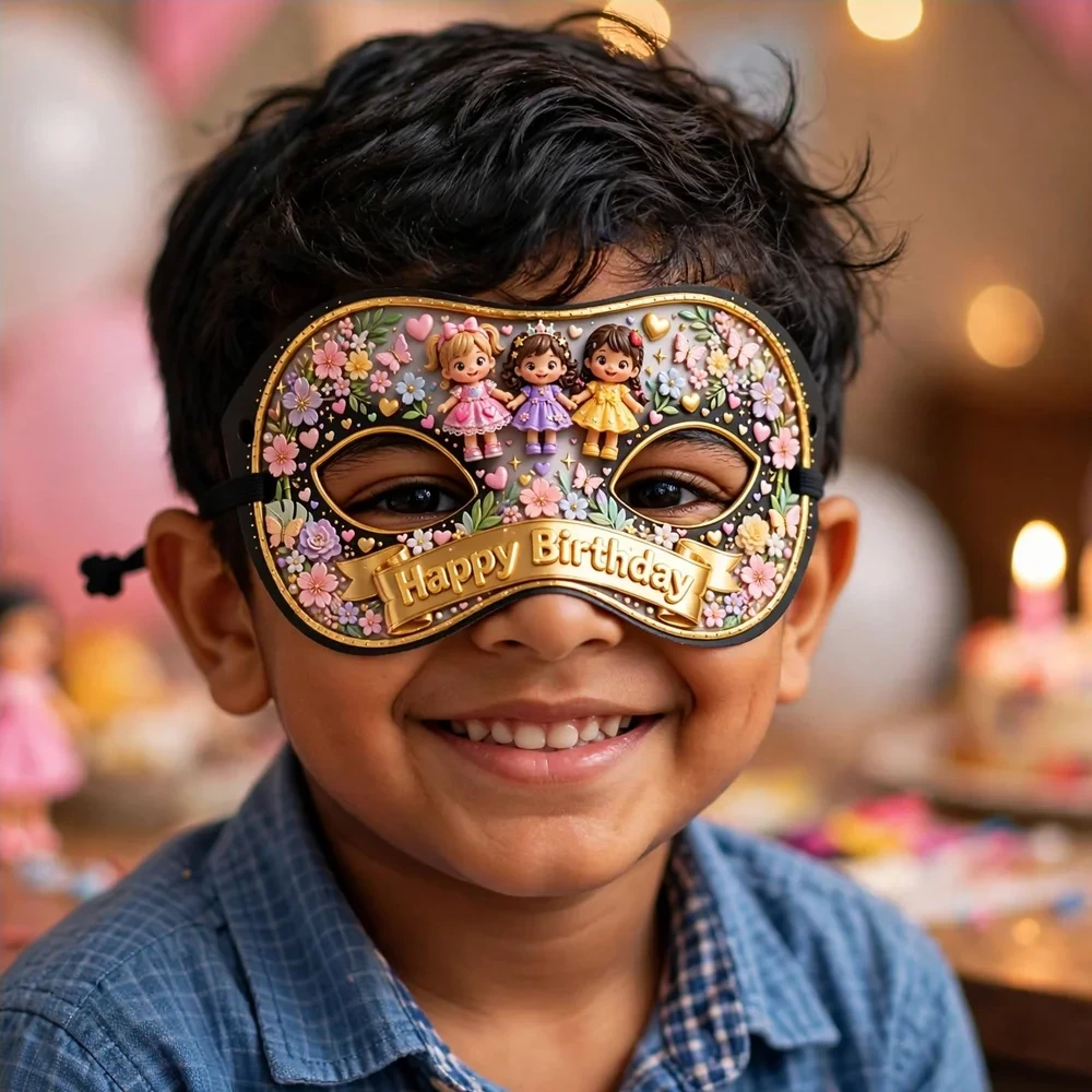 Polly Pocket Theme Party Mask Birthday Party Supplies (PACK OF 12) - 280 GSM Cardstock with Soft Stretchable Elastic Band (7 Inches wide) - Premium Party Decor Supply by Party Decor Mall - View 4