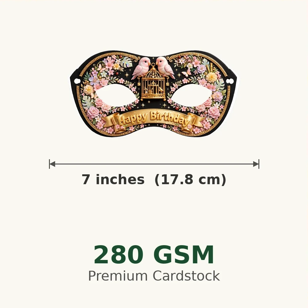 Floral Theme Party Mask Birthday Party Supplies (PACK OF 12) - 280 GSM Cardstock with Soft Stretchable Elastic Band (7 Inches wide) - Premium Party Decor Supply by Party Decor Mall - View 3