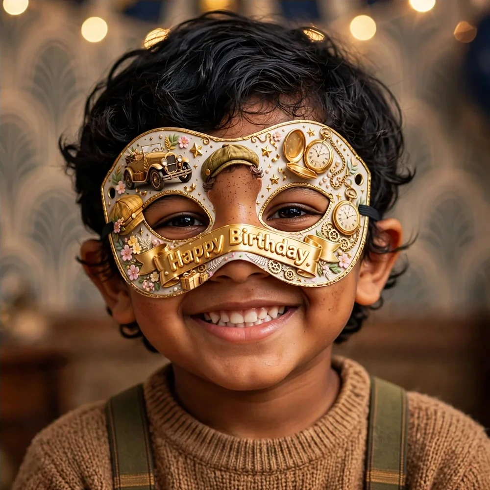 Peaky Blinders Theme Party Mask Birthday Party Supplies (PACK OF 12) - 280 GSM Cardstock with Soft Stretchable Elastic Band (7 Inches wide) - Premium Party Decor Supply by Party Decor Mall - View 4