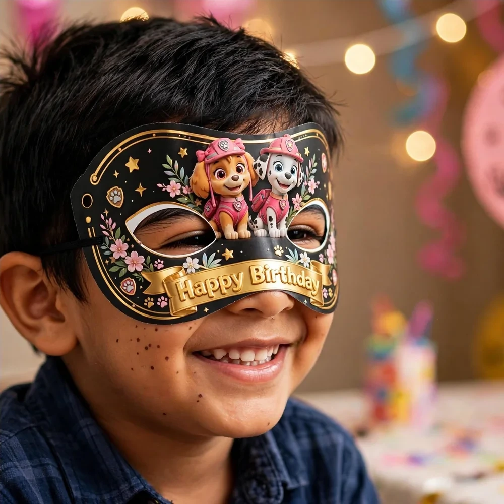 Paw Patrol Girl Theme Party Mask Birthday Party Supplies (PACK OF 12) - 280 GSM Cardstock with Soft Stretchable Elastic Band (7 Inches wide) - Premium Party Decor Supply by Party Decor Mall - View 4