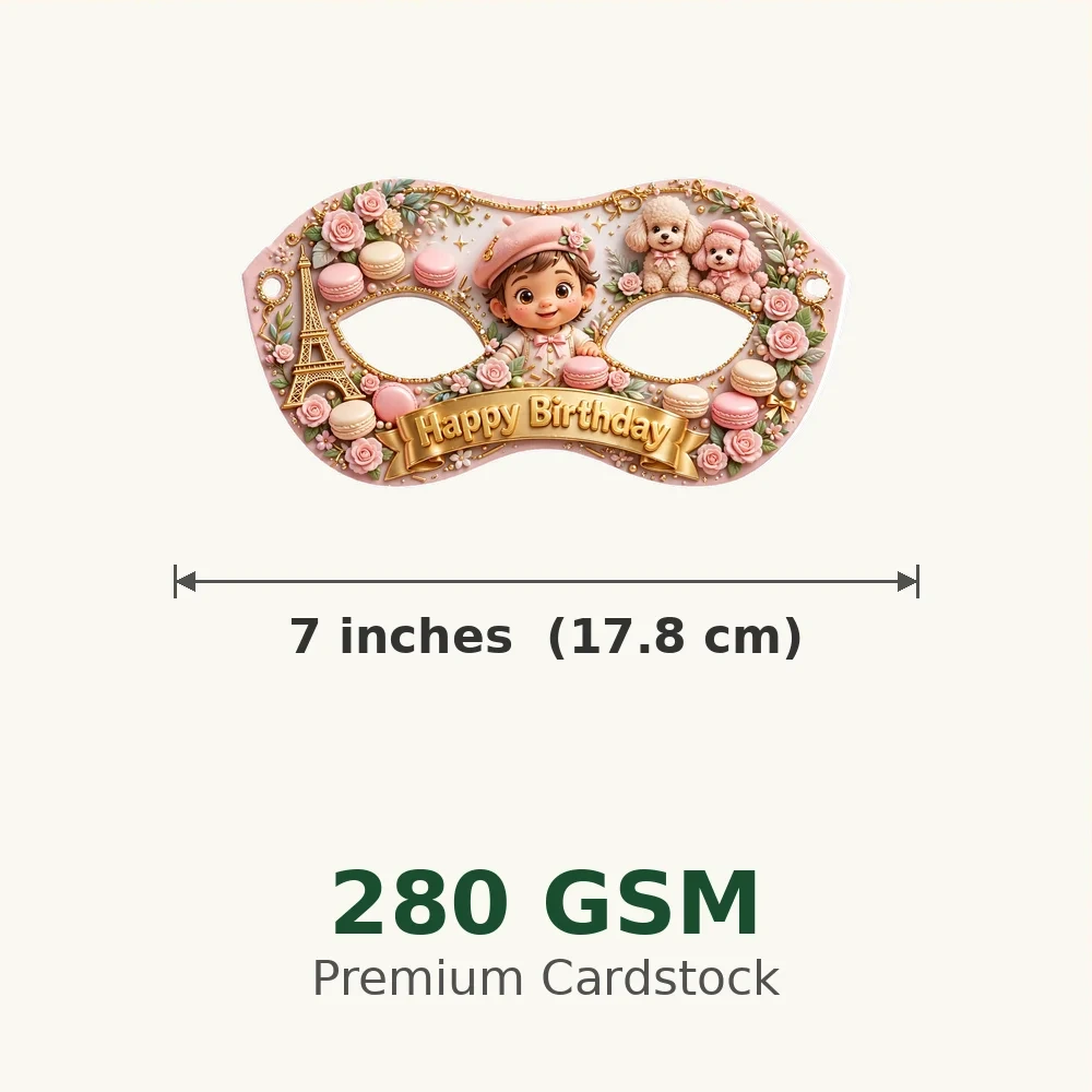 Parisian Chic Theme Party Mask Birthday Party Supplies (PACK OF 12) - 280 GSM Cardstock with Soft Stretchable Elastic Band (7 Inches wide) - Premium Party Decor Supply by Party Decor Mall - View 3
