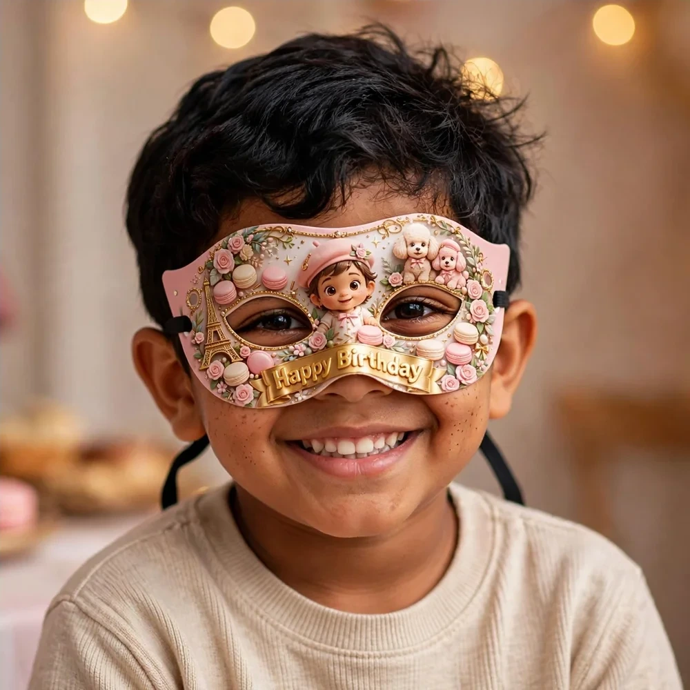 Parisian Chic Theme Party Mask Birthday Party Supplies (PACK OF 12) - 280 GSM Cardstock with Soft Stretchable Elastic Band (7 Inches wide) - Premium Party Decor Supply by Party Decor Mall - View 4