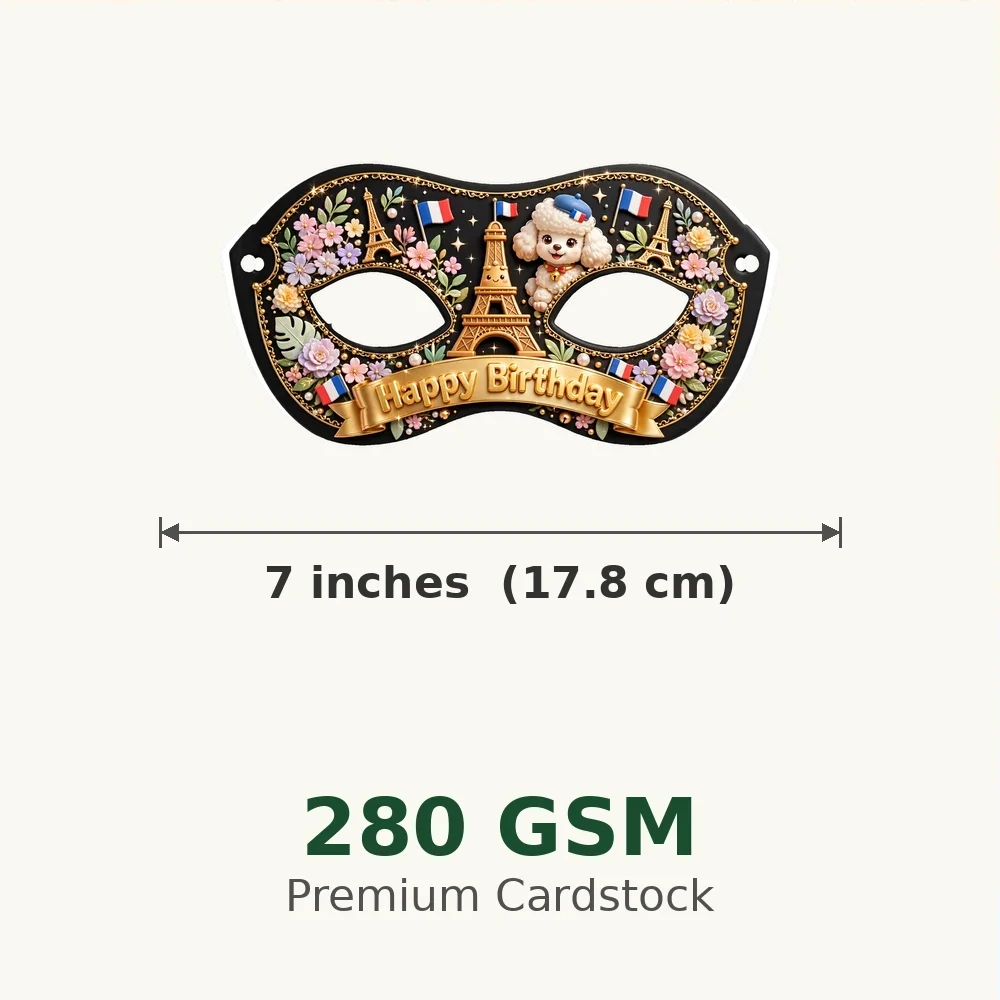 Paris Theme Party Mask Birthday Party Supplies (PACK OF 12) - 280 GSM Cardstock with Soft Stretchable Elastic Band (7 Inches wide) - Premium Party Decor Supply by Party Decor Mall - View 3