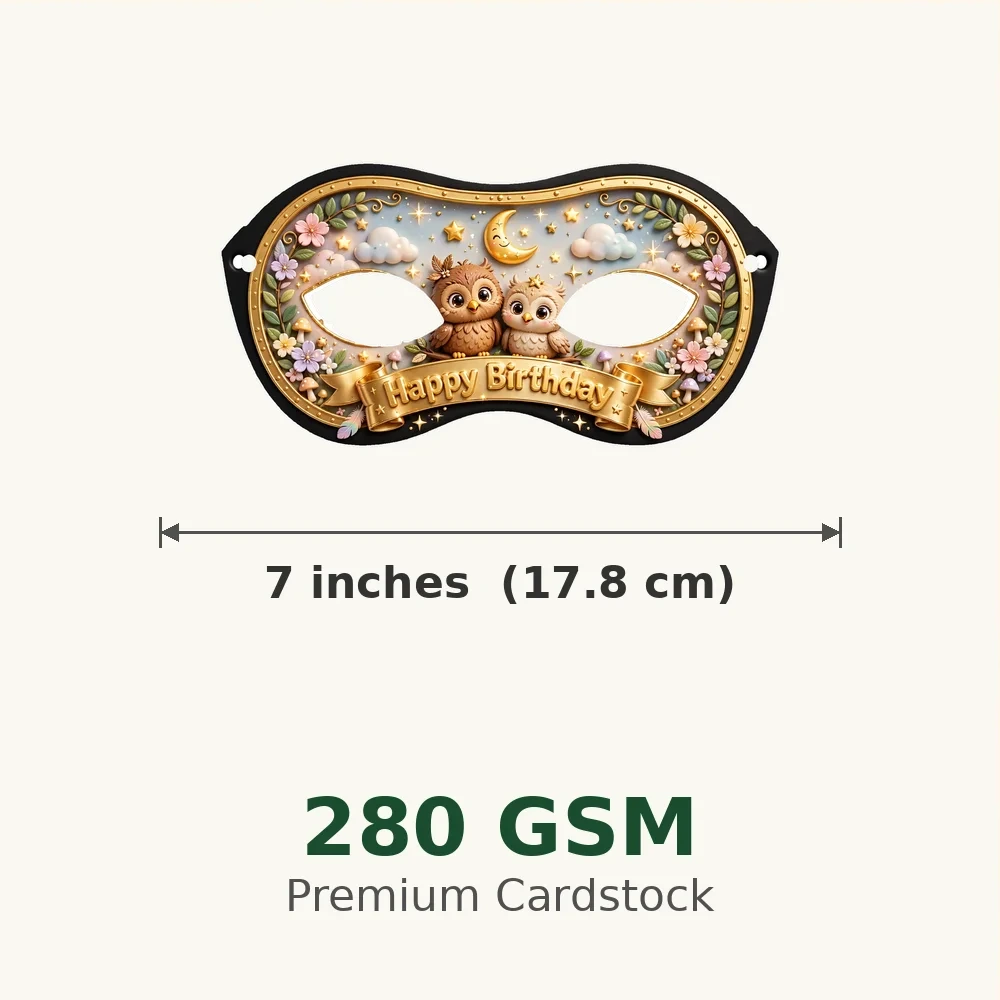 Owl Theme Party Mask Birthday Party Supplies (PACK OF 12) - 280 GSM Cardstock with Soft Stretchable Elastic Band (7 Inches wide) - Premium Party Decor Supply by Party Decor Mall - View 3