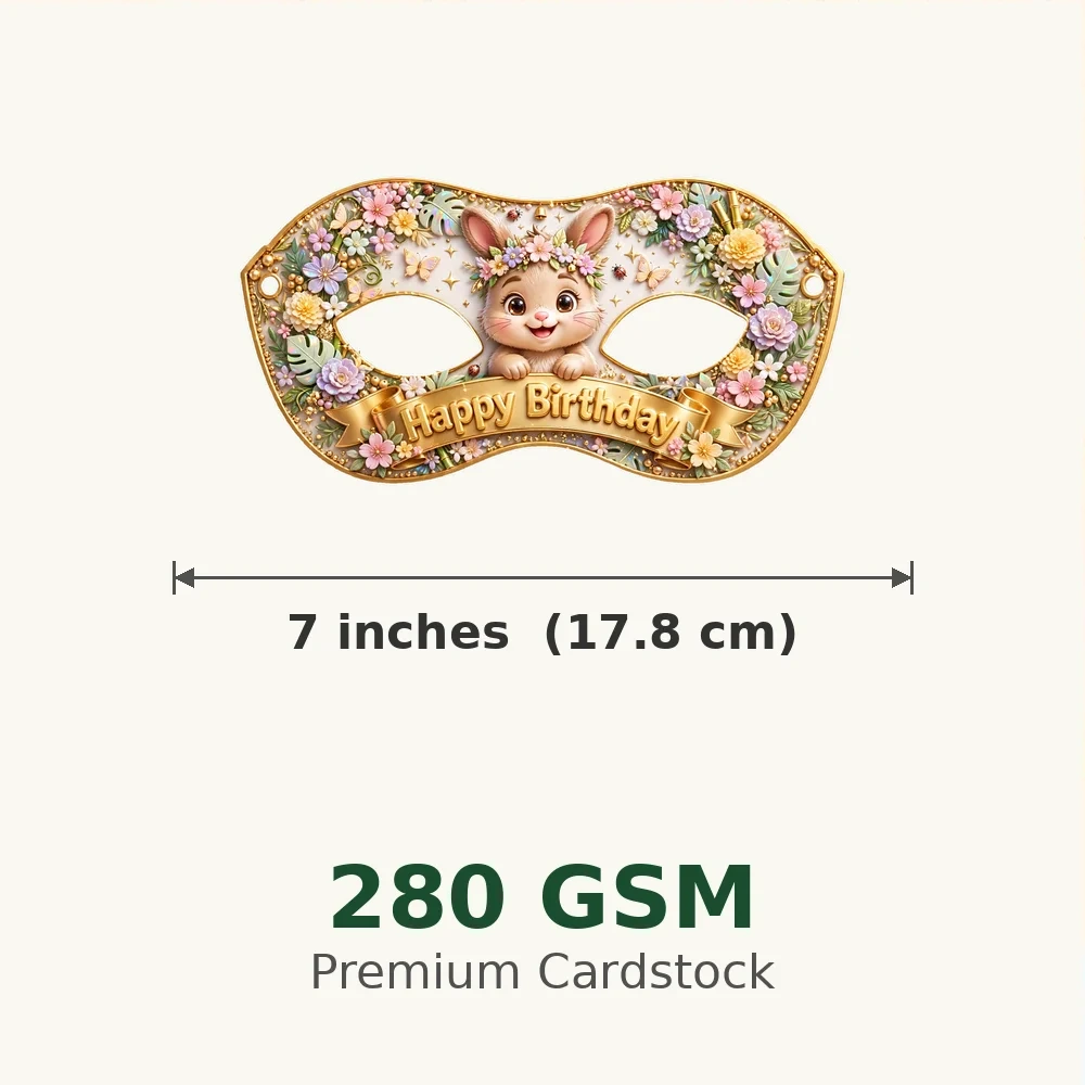 One Little Bunny Theme Party Mask Birthday Party Supplies (PACK OF 12) - 280 GSM Cardstock with Soft Stretchable Elastic Band (7 Inches wide) - Premium Party Decor Supply by Party Decor Mall - View 3