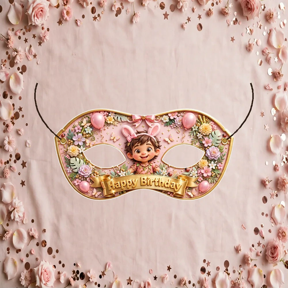 Boss Baby Girl Theme Party Mask Birthday Party Supplies (PACK OF 12) - 280 GSM Cardstock with Soft Stretchable Elastic Band (7 Inches wide)