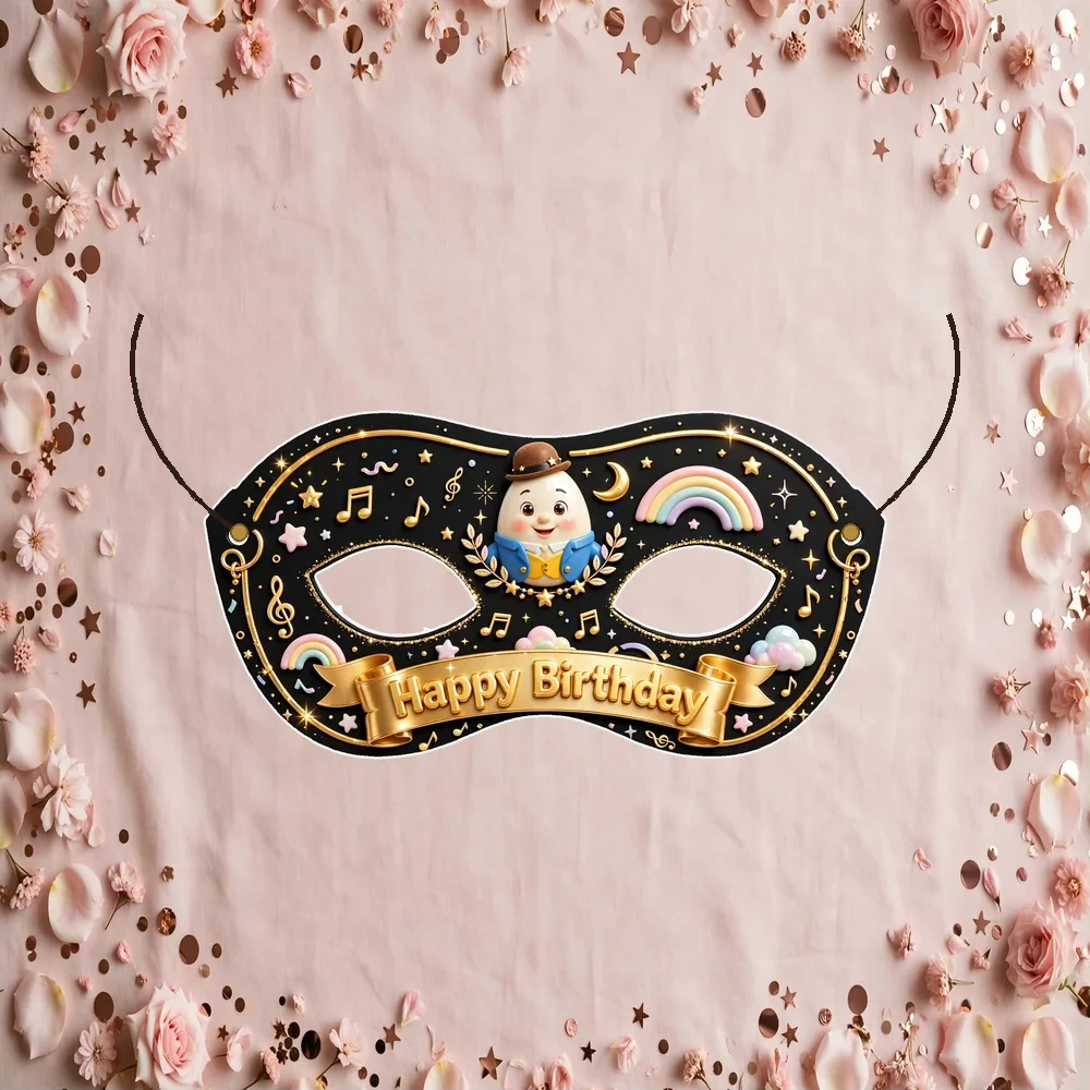 Nursery Rhymes Theme Party Mask Birthday Party Supplies (PACK OF 12) - 280 GSM Cardstock with Soft Stretchable Elastic Band (7 Inches wide) - Premium Party Decor Supply by Party Decor Mall - View 1
