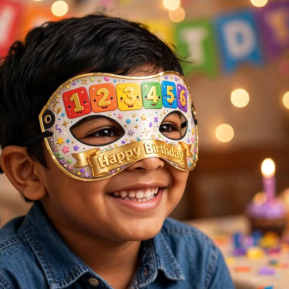 Numberblocks Theme Party Mask Birthday Party Supplies (PACK OF 12) - 280 GSM Cardstock with Soft Stretchable Elastic Band (7 Inches wide) - Premium Party Decor Supply by Party Decor Mall - View 4