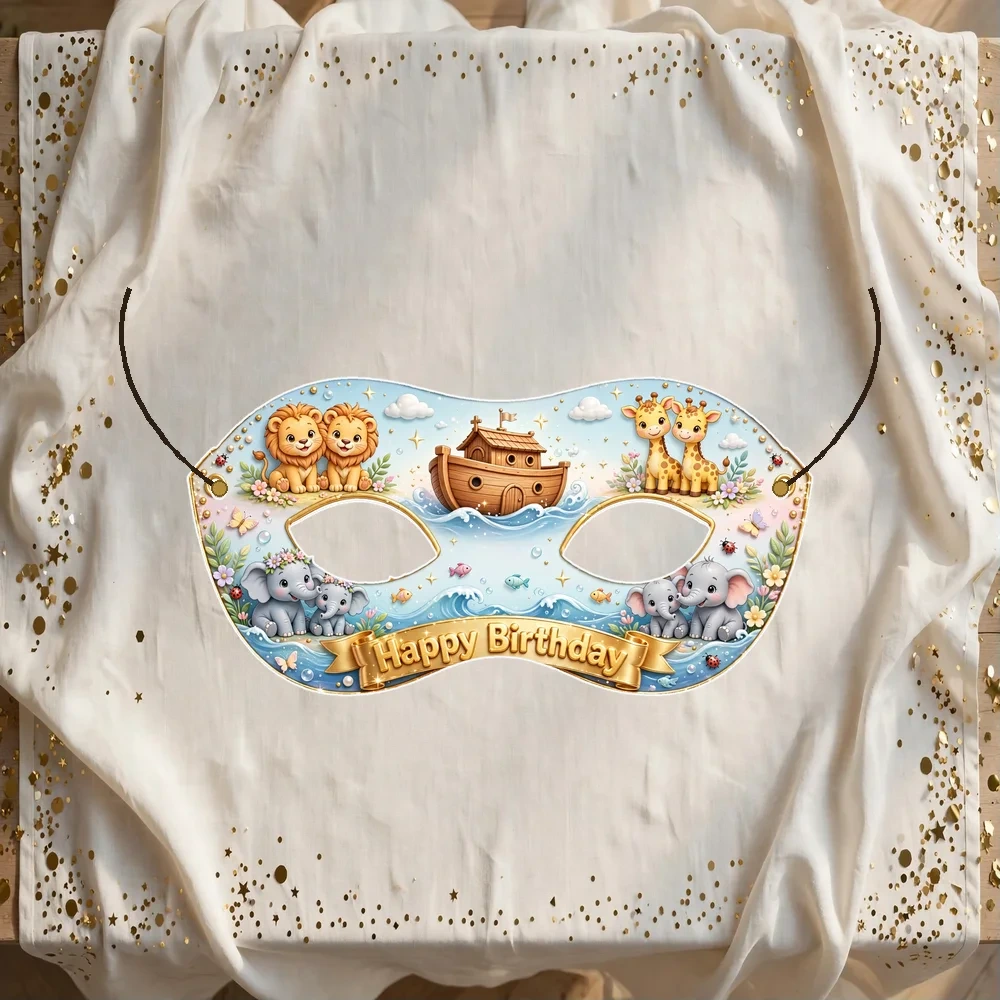 Noah's Ark Theme Party Mask Birthday Party Supplies (PACK OF 12) - 280 GSM Cardstock with Soft Stretchable Elastic Band (7 Inches wide) - Premium Party Decor Supply by Party Decor Mall - View 1