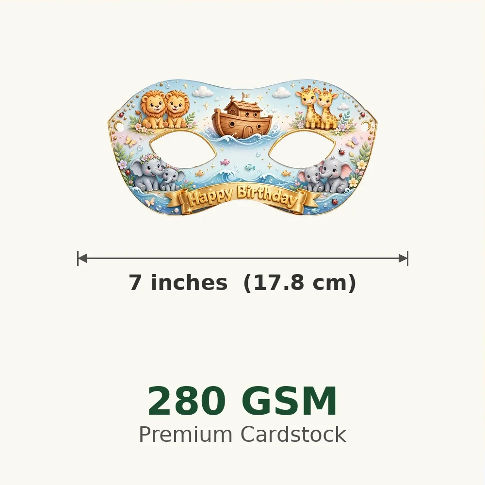 Noah's Ark Theme Party Mask Birthday Party Supplies (PACK OF 12) - 280 GSM Cardstock with Soft Stretchable Elastic Band (7 Inches wide) - Premium Party Decor Supply by Party Decor Mall - View 3