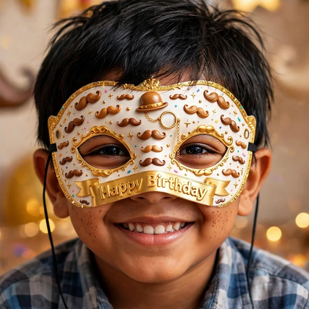 Mustache Theme Party Mask Birthday Party Supplies (PACK OF 12) - 280 GSM Cardstock with Soft Stretchable Elastic Band (7 Inches wide) - Premium Party Decor Supply by Party Decor Mall - View 4
