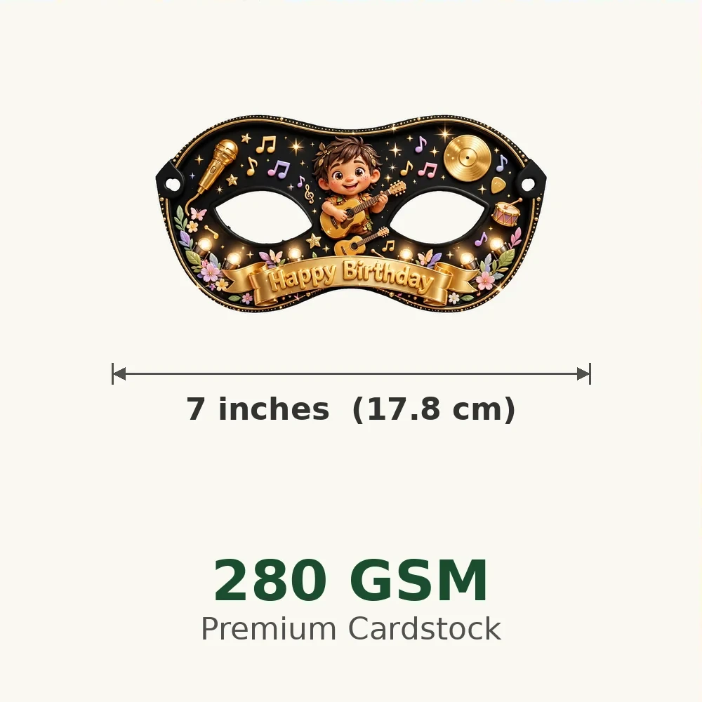 Music Theme Party Mask Birthday Party Supplies (PACK OF 12) - 280 GSM Cardstock with Soft Stretchable Elastic Band (7 Inches wide) - Premium Party Decor Supply by Party Decor Mall - View 3
