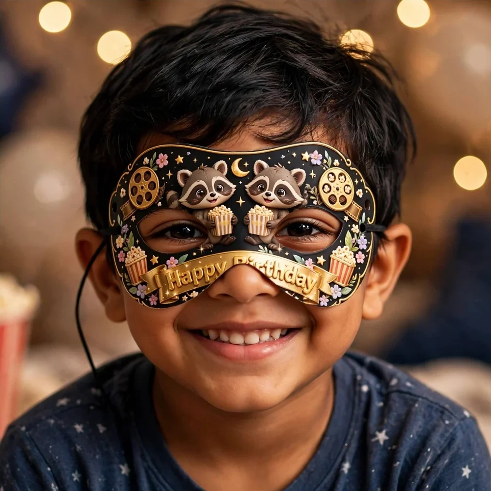 Sleepover Theme Party Mask Birthday Party Supplies (PACK OF 12) - 280 GSM Cardstock with Soft Stretchable Elastic Band (7 Inches wide) - Premium Party Decor Supply by Party Decor Mall - View 4
