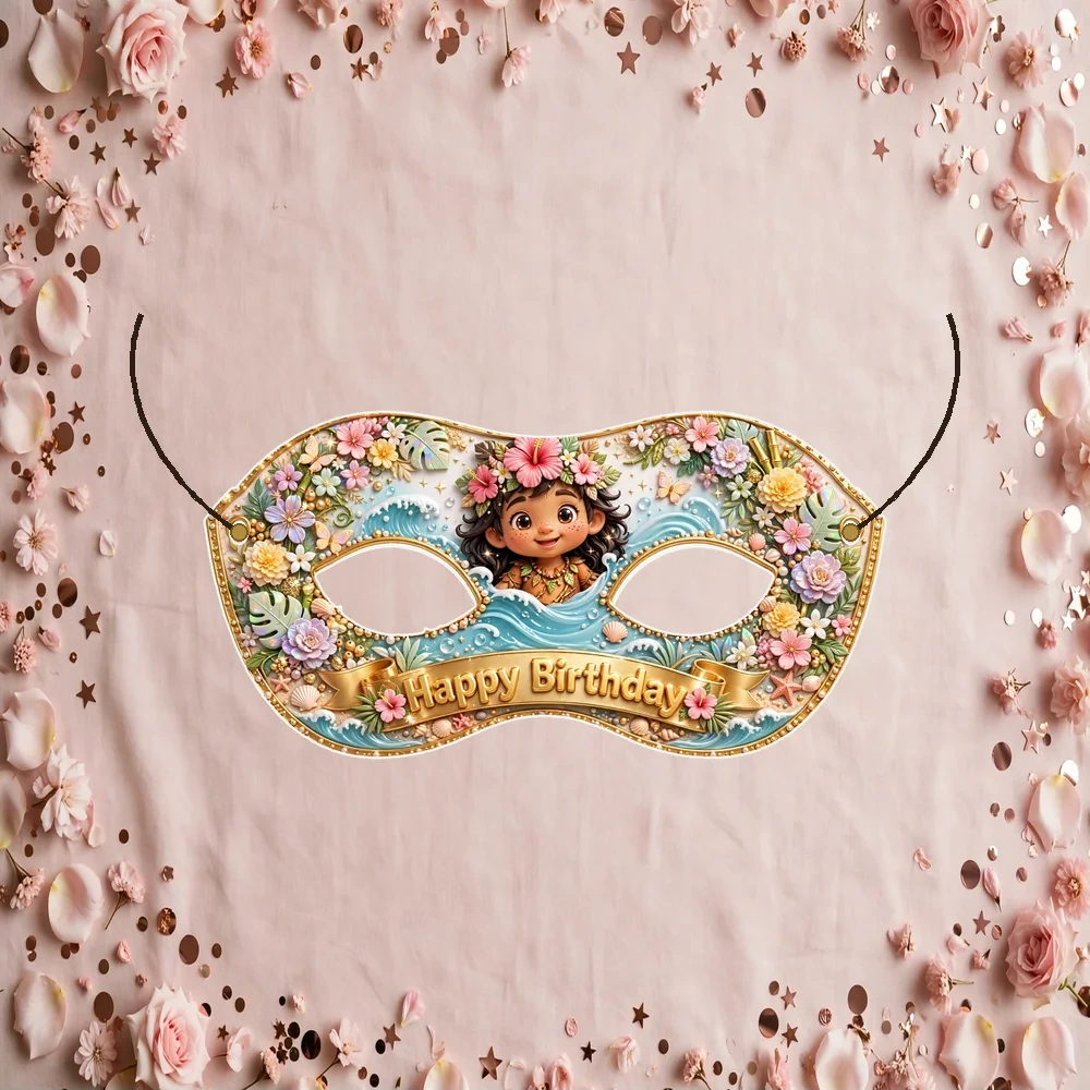 Moana Theme Party Mask Birthday Party Supplies (PACK OF 12) - 280 GSM Cardstock with Soft Stretchable Elastic Band (7 Inches wide) - Premium Party Decor Supply by Party Decor Mall - View 1