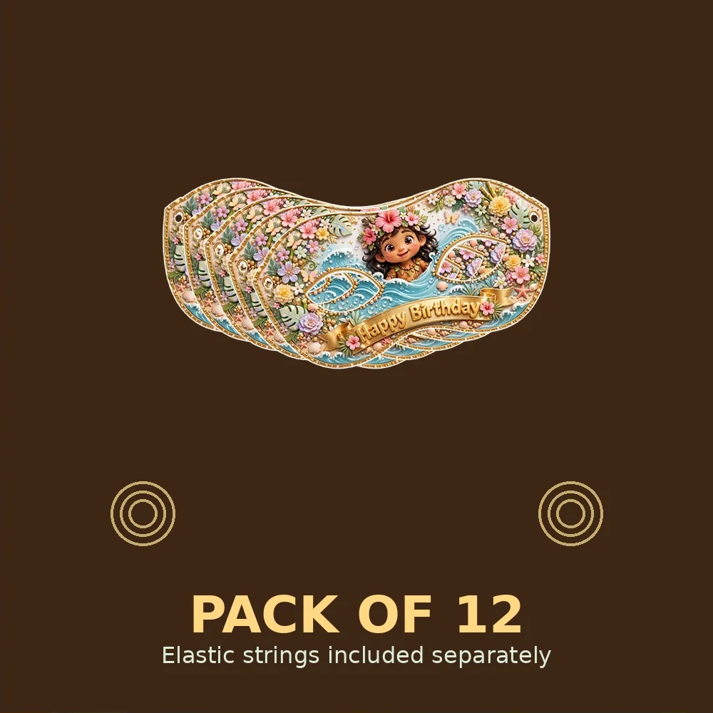 Moana Theme Party Mask Birthday Party Supplies (PACK OF 12) - 280 GSM Cardstock with Soft Stretchable Elastic Band (7 Inches wide) - Premium Party Decor Supply by Party Decor Mall - View 2