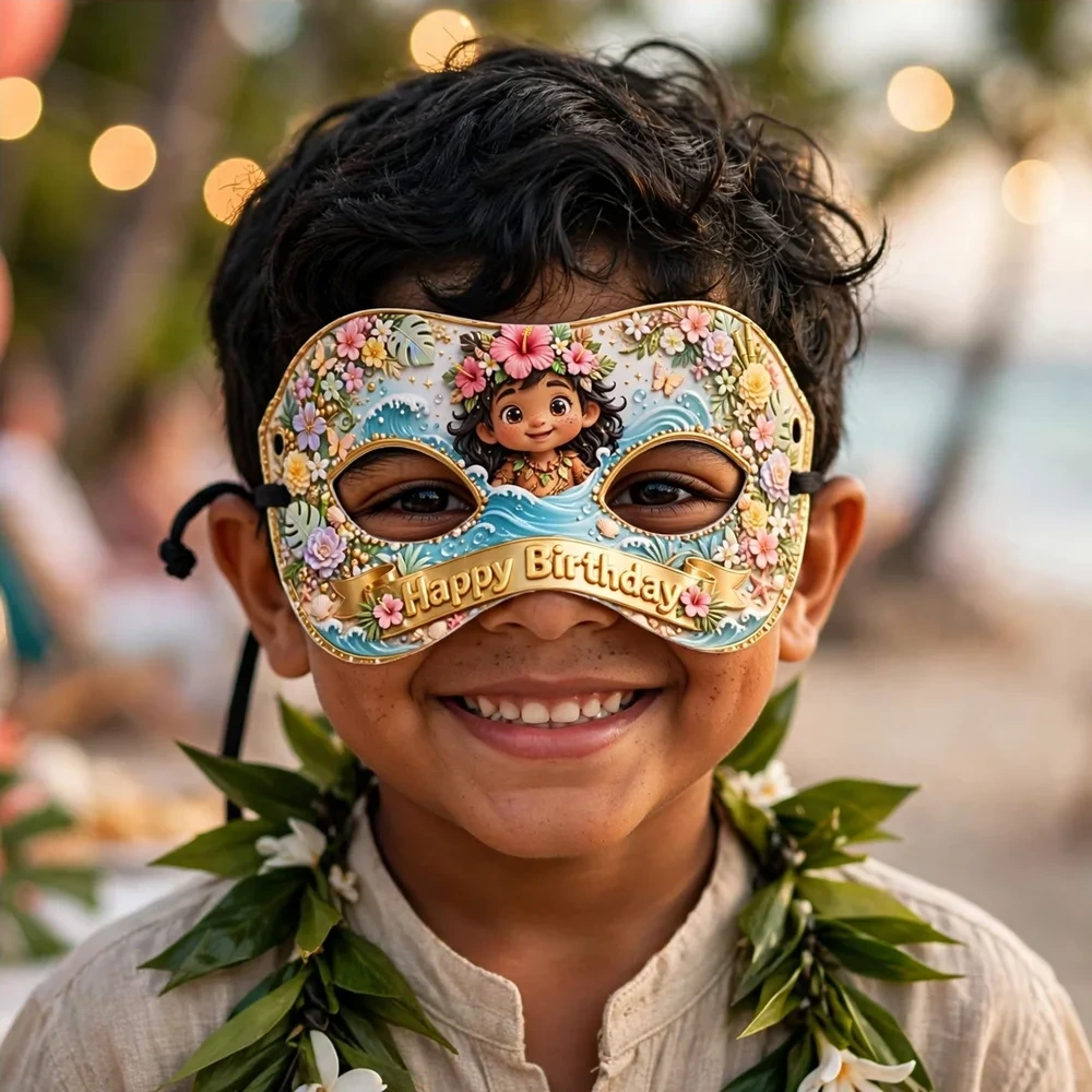 Moana Theme Party Mask Birthday Party Supplies (PACK OF 12) - 280 GSM Cardstock with Soft Stretchable Elastic Band (7 Inches wide) - Premium Party Decor Supply by Party Decor Mall - View 4