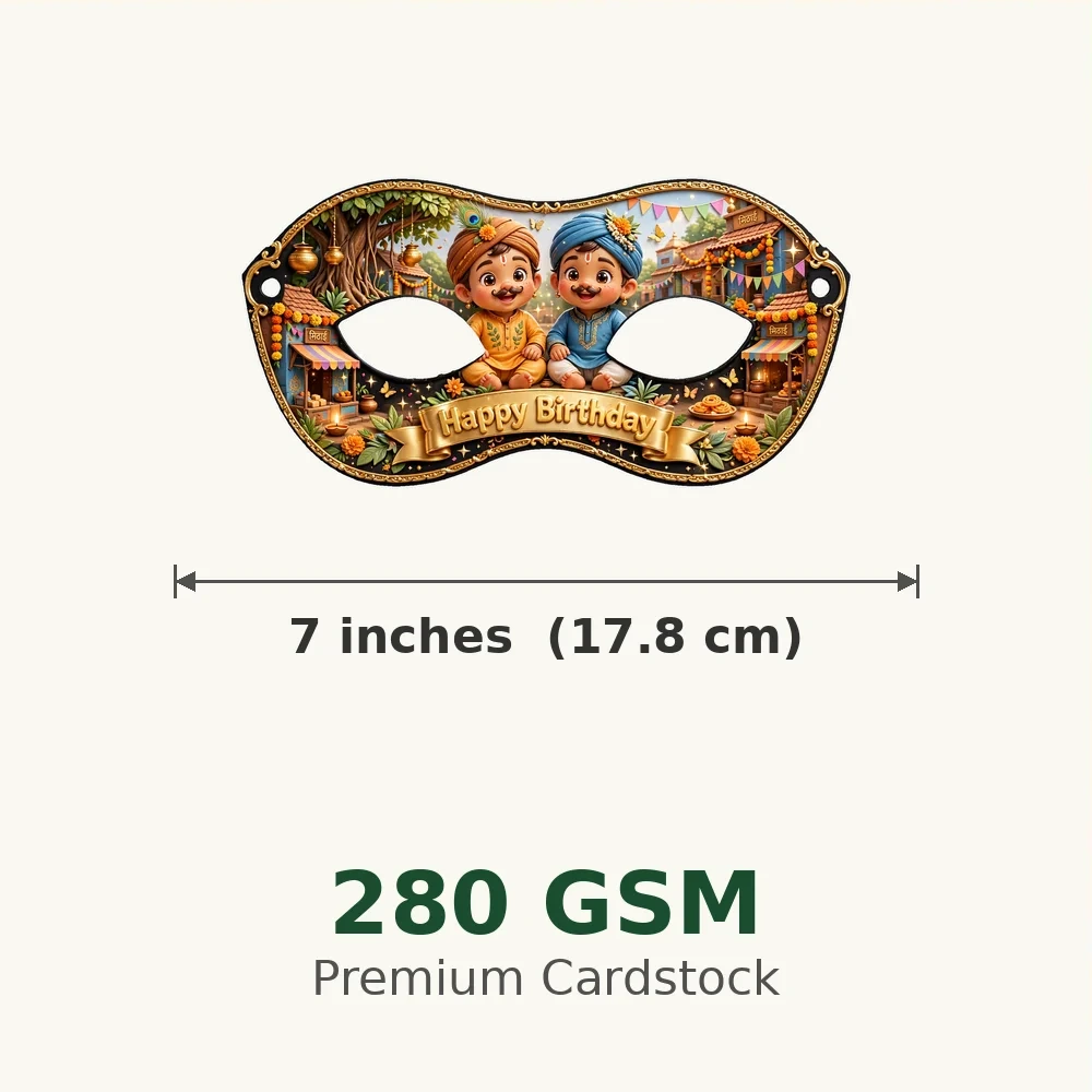 Mirzapur Theme Party Mask Birthday Party Supplies (PACK OF 12) - 280 GSM Cardstock with Soft Stretchable Elastic Band (7 Inches wide) - Premium Party Decor Supply by Party Decor Mall - View 3