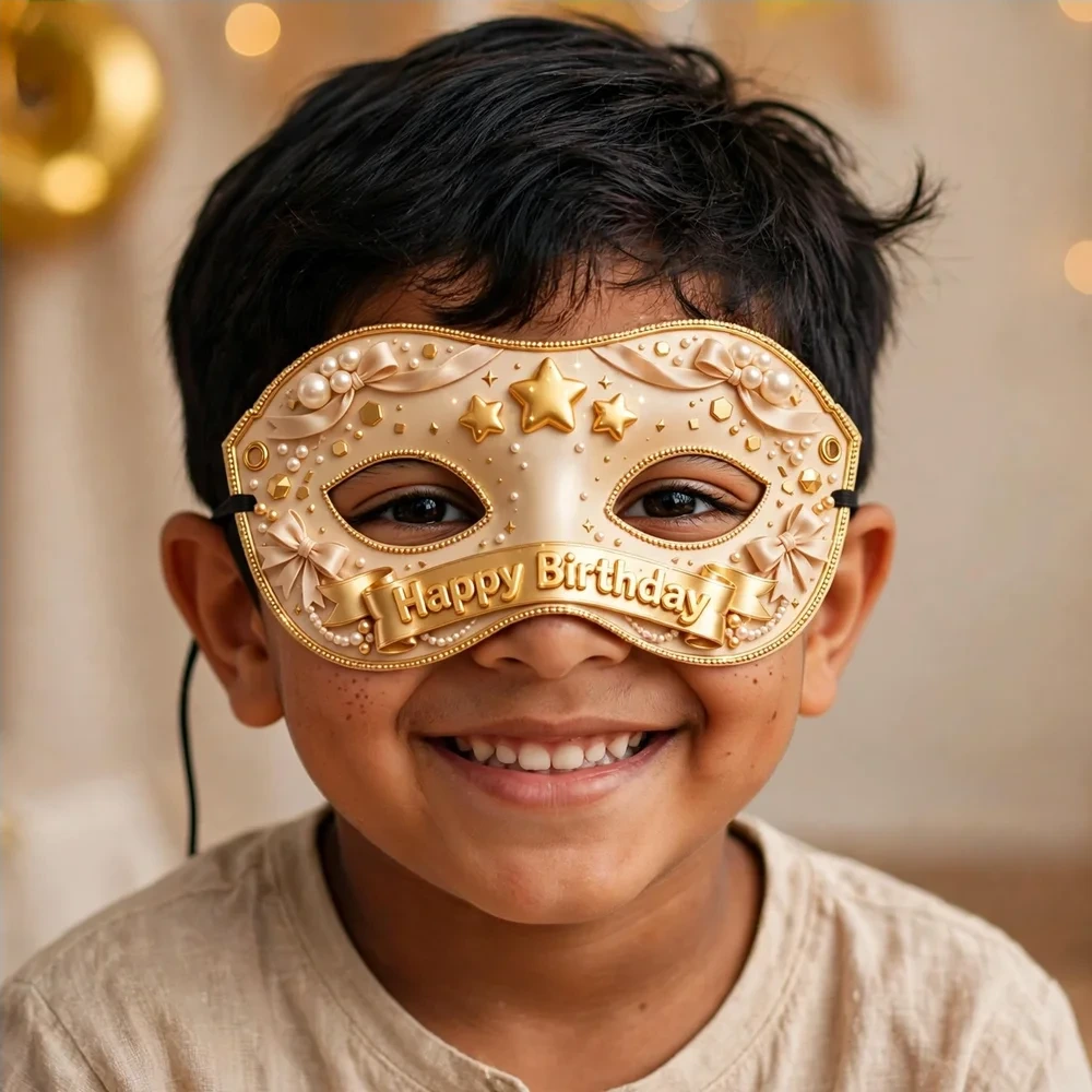 Minimal Luxe Theme Party Mask Birthday Party Supplies (PACK OF 12) - 280 GSM Cardstock with Soft Stretchable Elastic Band (7 Inches wide) - Premium Party Decor Supply by Party Decor Mall - View 4